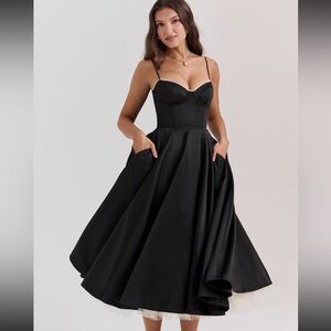 House of CB mademoiselle size S Elegant Black Dress with Pockets